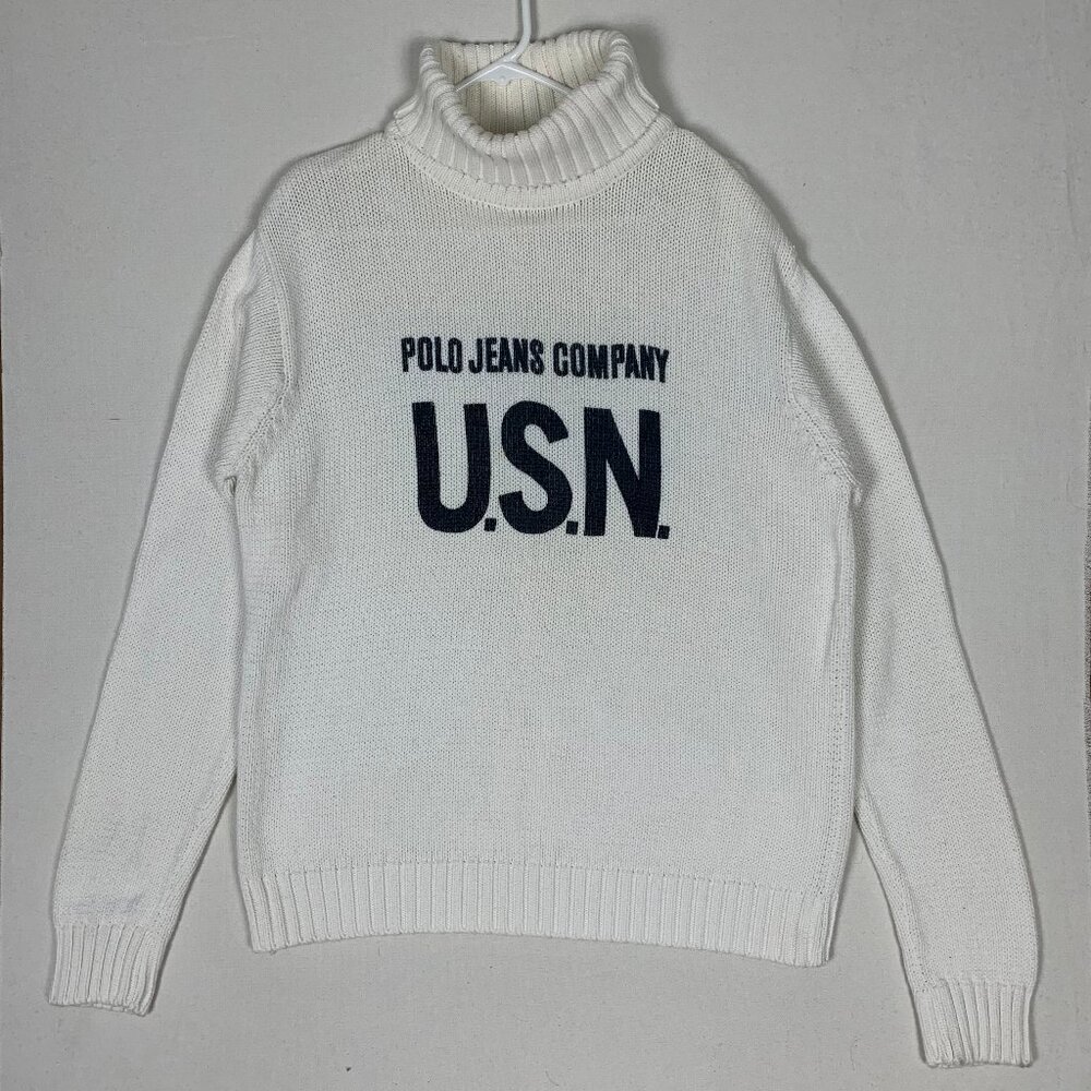 RARE Ralph Lauren Polo Jeans Company Vintage 90s USN Turtleneck Sweater